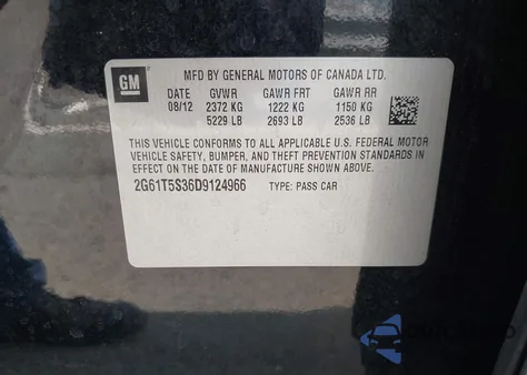 2013 Cadillac Xts Premium from USA, damaged, VIN 2G61T5S36D9124966